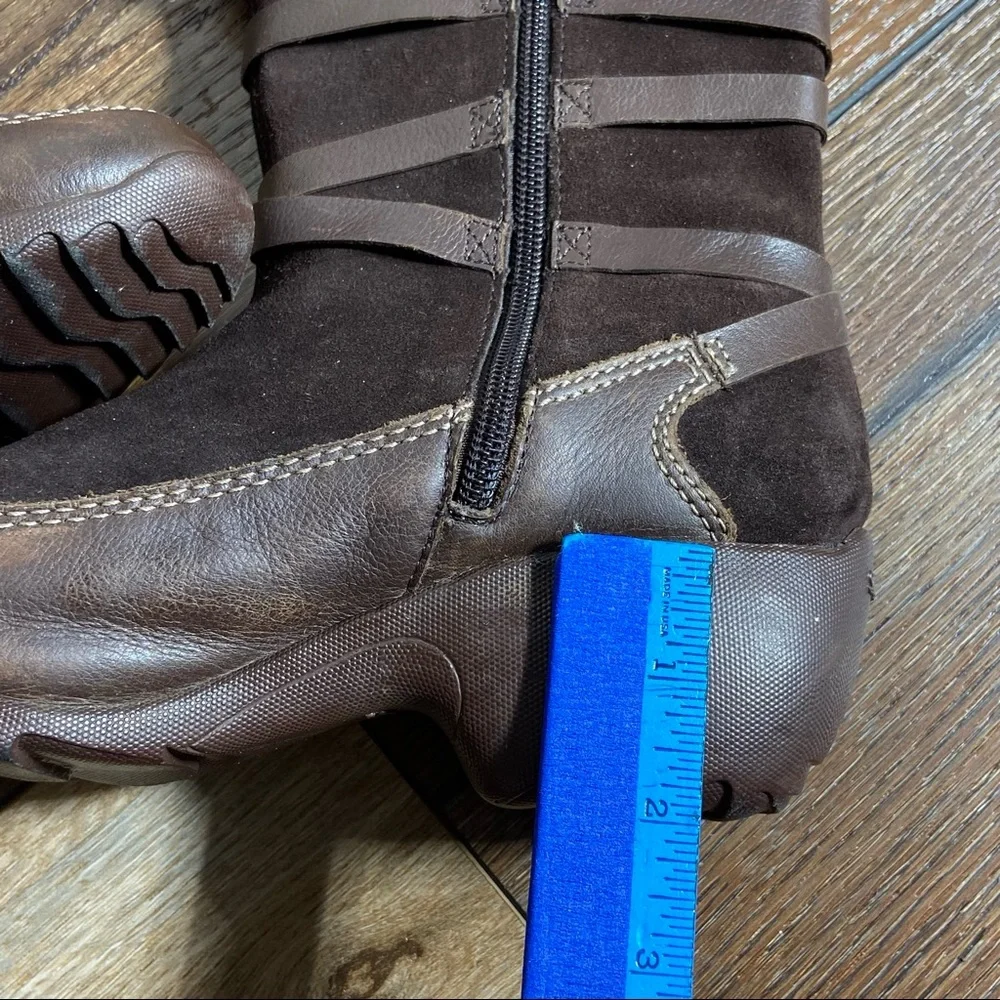 Skechers Mid Calf Faux Fur and Leather Zip Brown Boots Size 7.5